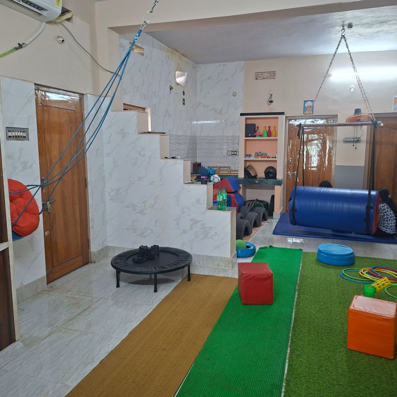 Play area with colorful blocks